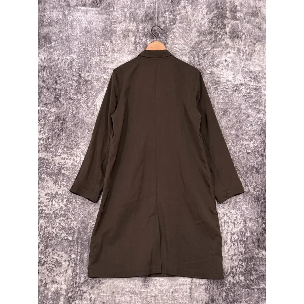 Eileen Fisher Coat Large Womens Green Tencel Lightweight Long